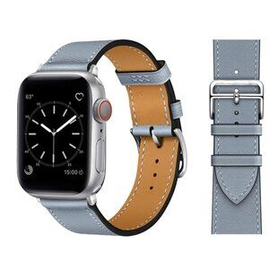 NEW[BAND] Light Blue Leather strap For Apple Watch